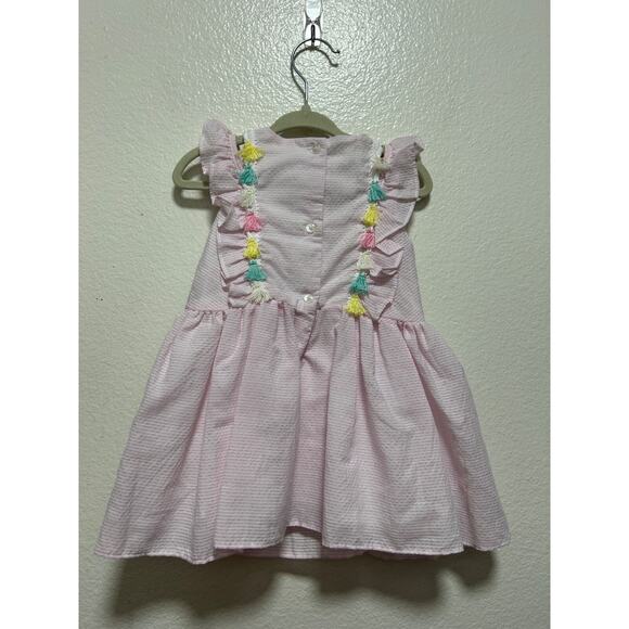 NWT Pippa & Julie Soft Pink Seersucker Colorful Tassels Nordstrom Size 12 Months - Picture 3 of 5